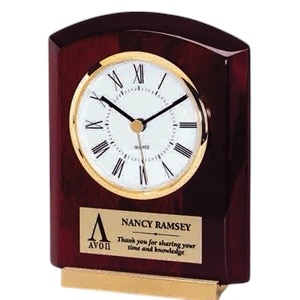 5 7 / 8" Piano Rosewood Clock w/ Brass Trim 