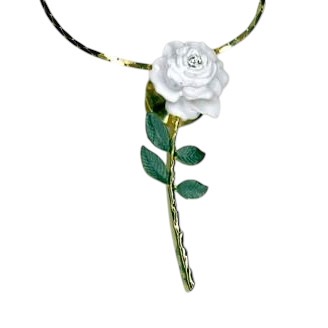 Rose & Synthetic Diamond Necklace 